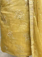 Zardozi Work Organza Unstitched Suit Set