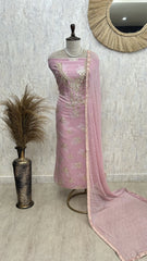 Zardozi Work Organza Unstitched Suit Set