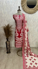 Russian Crepe Unstitched Suit Set With Russian Crepe Dupatta