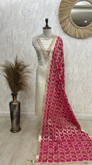 Zardozi Work Tissue Silk Unstitched Suit Set