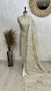 Golden Grace-Hand Embroidered Unstitched Suit