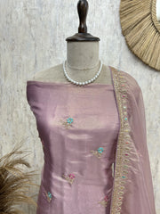 Glass Organza Unstitched Suit Set