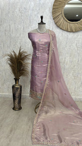 Glass Organza Unstitched Suit Set