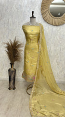 Glass Organza Unstitched Suit Set