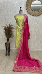 Premium Katdana Work Cosmo Unstitched Suit Set