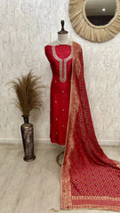 Dola Silk Unstitched Suit Set Featuring Dola Silk Dupatta