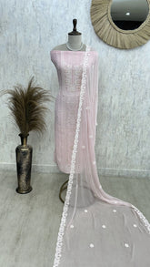 Lucknowi Georgette Unstitched Suit Set