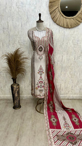Silk Unstitched Suit Set Featuring Silk Dupatta