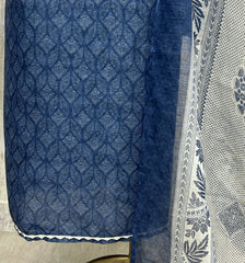 Thread Work On Neckline Maheshwari Unstitched Suit Set