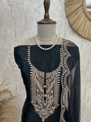 Thread & Pearl Work Chinon Unstitched Suit Set