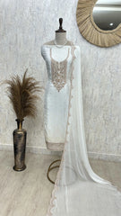 Thread & Pearl Work Chinon Unstitched Suit Set