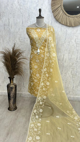 Sheer Organza Unstitched Suit Set