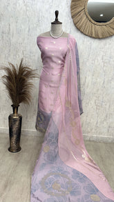 Hand Work Tissue Unstitched Suit Set