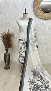Digital Printed Jamdani Linen Unstitched Suit Set
