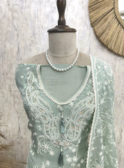 Thread Work Linen Unstitched Suit Set