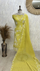 Pure Mul Chanderi unstitched suit set