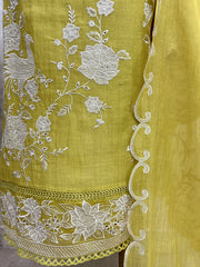 Pure Mul Chanderi unstitched suit set