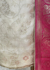 Zardosi & Pearl Work Dola Silk Unstitched Suit Set