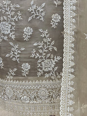 Chiffon Organza Unstitched Suit Set With Chiffon Organza Dupatta