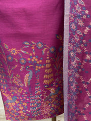 Elegant bird motif Unstitched Suit Set