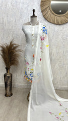Hand Painted Organza Unstitched Suit Set