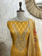 Timeless charm organza unstitched suit set