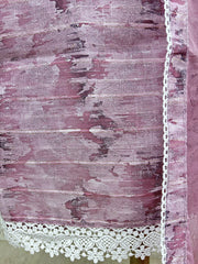 Crochet Lace Jamdani Linen Unstitched Suit Set