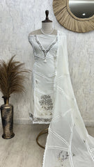 Deer Motif Mul Chanderi Unstitched Suit Set