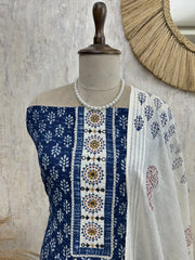 Indigo Cotton Unstitched Suit Set