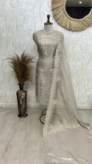 Glass Organza Unstitched Suit Set