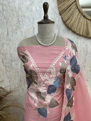 Paan Motifs Mul Chanderi Unstitched Suit Set