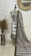 Symmetrical Floral Boota Pattern Jamdani Linen Unstitched Suit Set