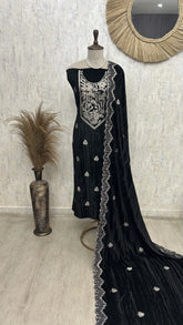 Zari Embroidered Velvet Unstitched Suit