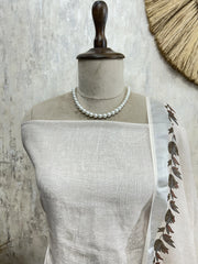 Printed Jamdani Linen Unstitched Suit Set