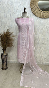 Georgette Unstitched Suit Set With Pearl Work