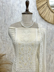 Georgette Unstitched Suit Set With Pearl Work