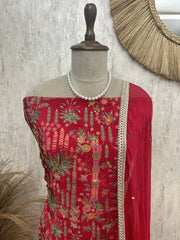 Embroidered Semi Crepe Unstitched Suit
