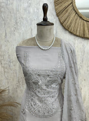 Thread Embroidery Mul Unstitched Suit Set