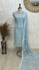 Lucknowi Georgette Unstitched Suit Set