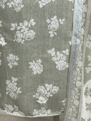 Thread Embroidered Neckline Jamdani Linen Unstitched Suit Set