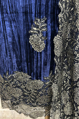 Velvet Unstitched Suit with Chantilly Lace