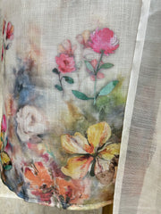 Refined Thread Embroidery Jamdani Linen Unstitched Suit Set