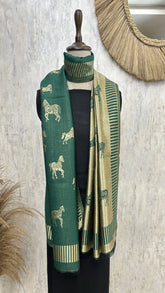 Reversible Pashmina Stoles with Horse Motif