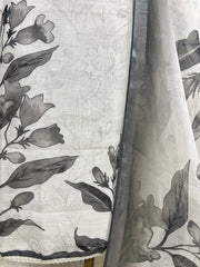 Linen Unstitched Suit Set With Embroidered Neckline & Printed Hem