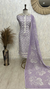 Symmetric Print Linen Unstitched Suit Set