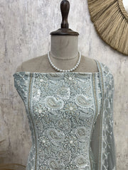 Georgette Unstitched Suit Set With Pearl Work