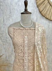 Mul Unstitched Suit Set With Cut Lace Work