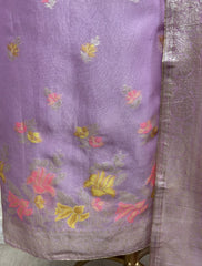 Tissue Unstitched Suit Set With Gotta & Pearl Work