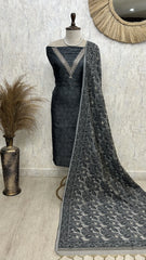 Maheshwari Unstitched Suit Set With Cutdana Work On Neckline