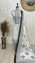 Printed Semi-Linen Unstitched Suit Set
